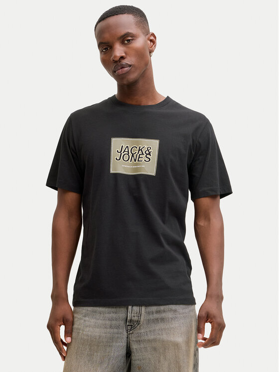 Jack & Jones T-Shirt Jjrain Tee Ss Crew Neck 12288097 Czarny Regular Fit