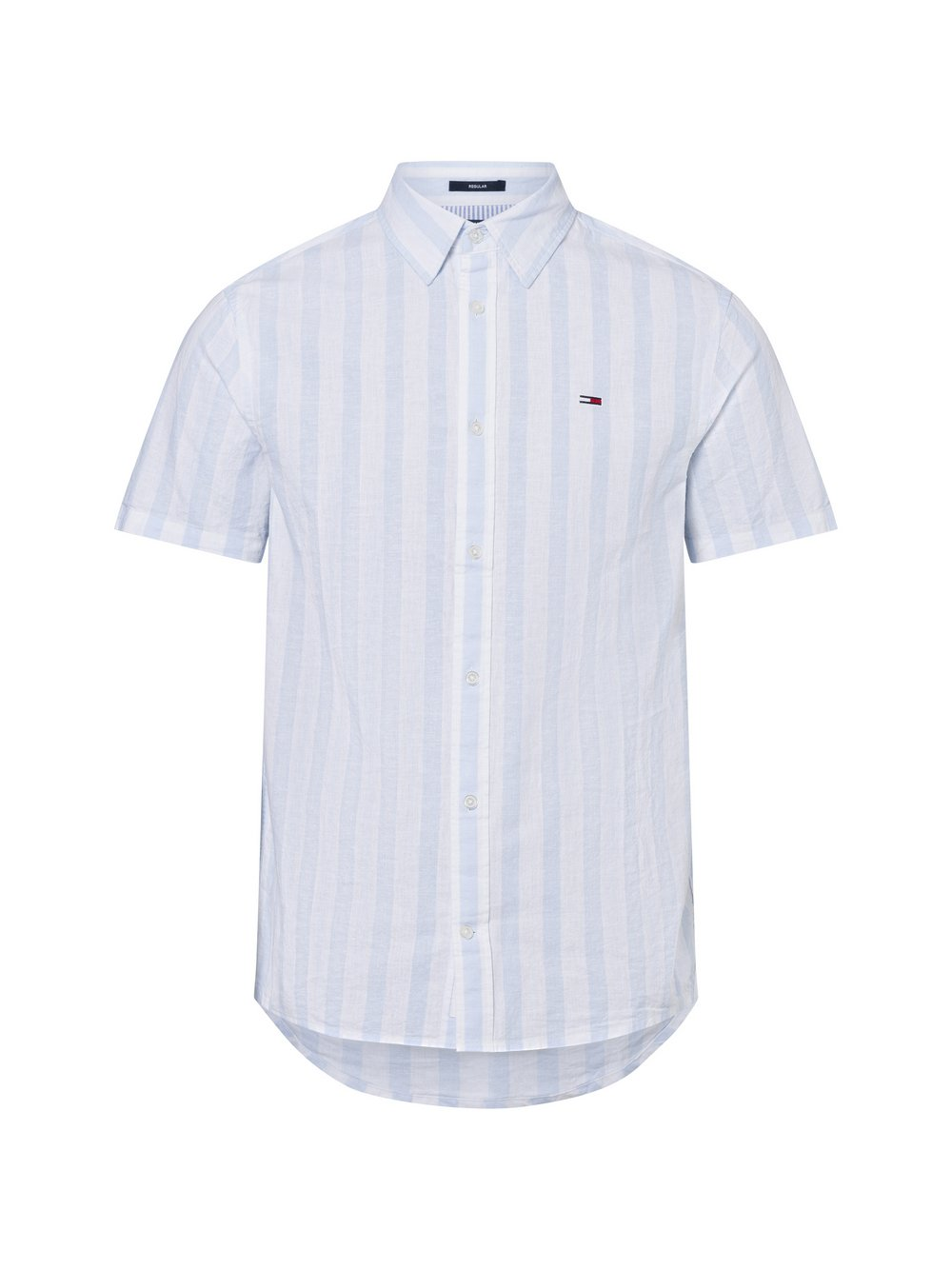 Tommy Jeans Męska koszula casual z zawartością lnu Mężczyźni Regular Fit Bawełna niebieski, S
