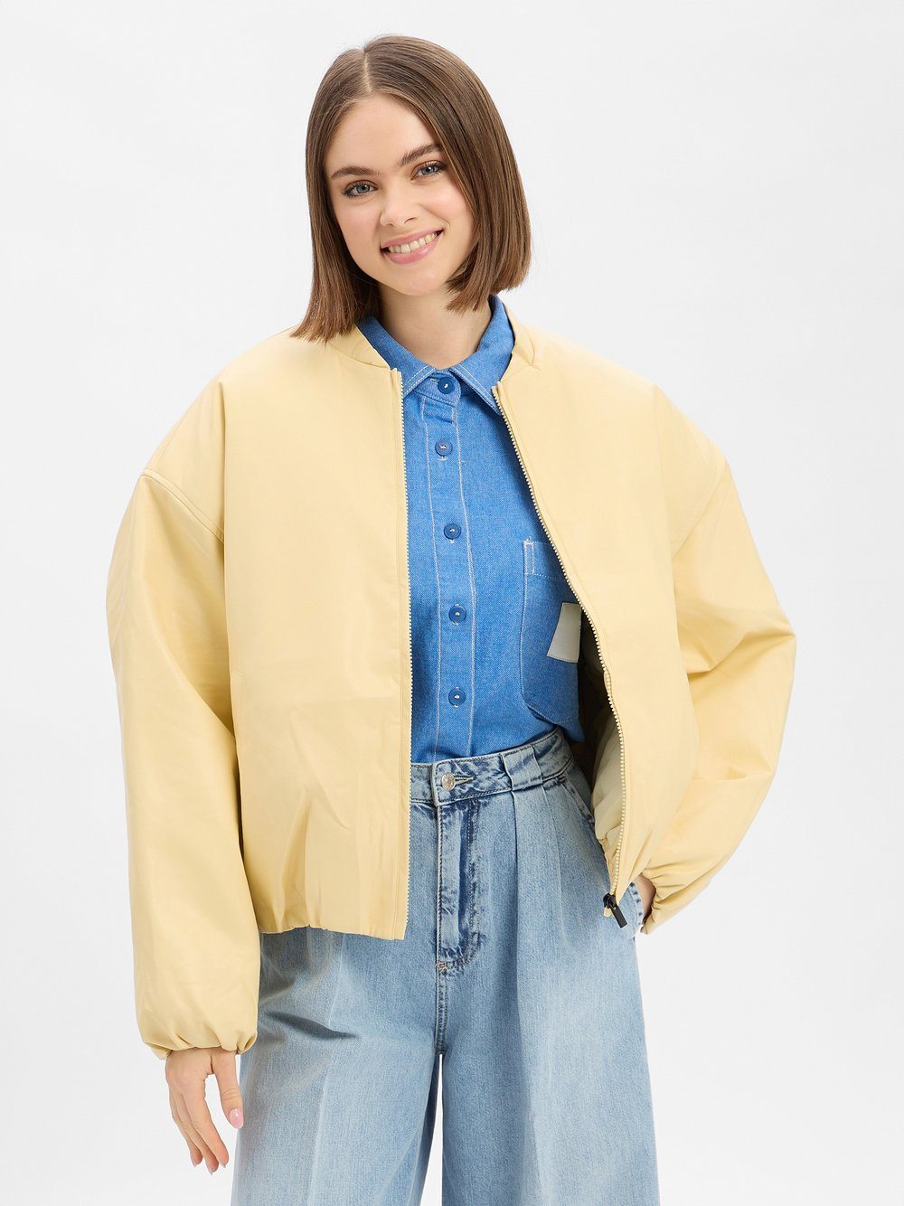 Another Cotton Lab Bluza damska Kobiety Sztuczna skóra żółty, M