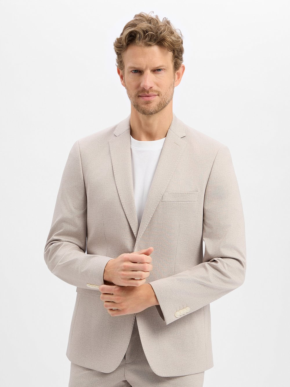 Finshley & Harding Męska kurtka modułowa Mężczyźni Modern Fit Sztuczne włókno beżowy, 98