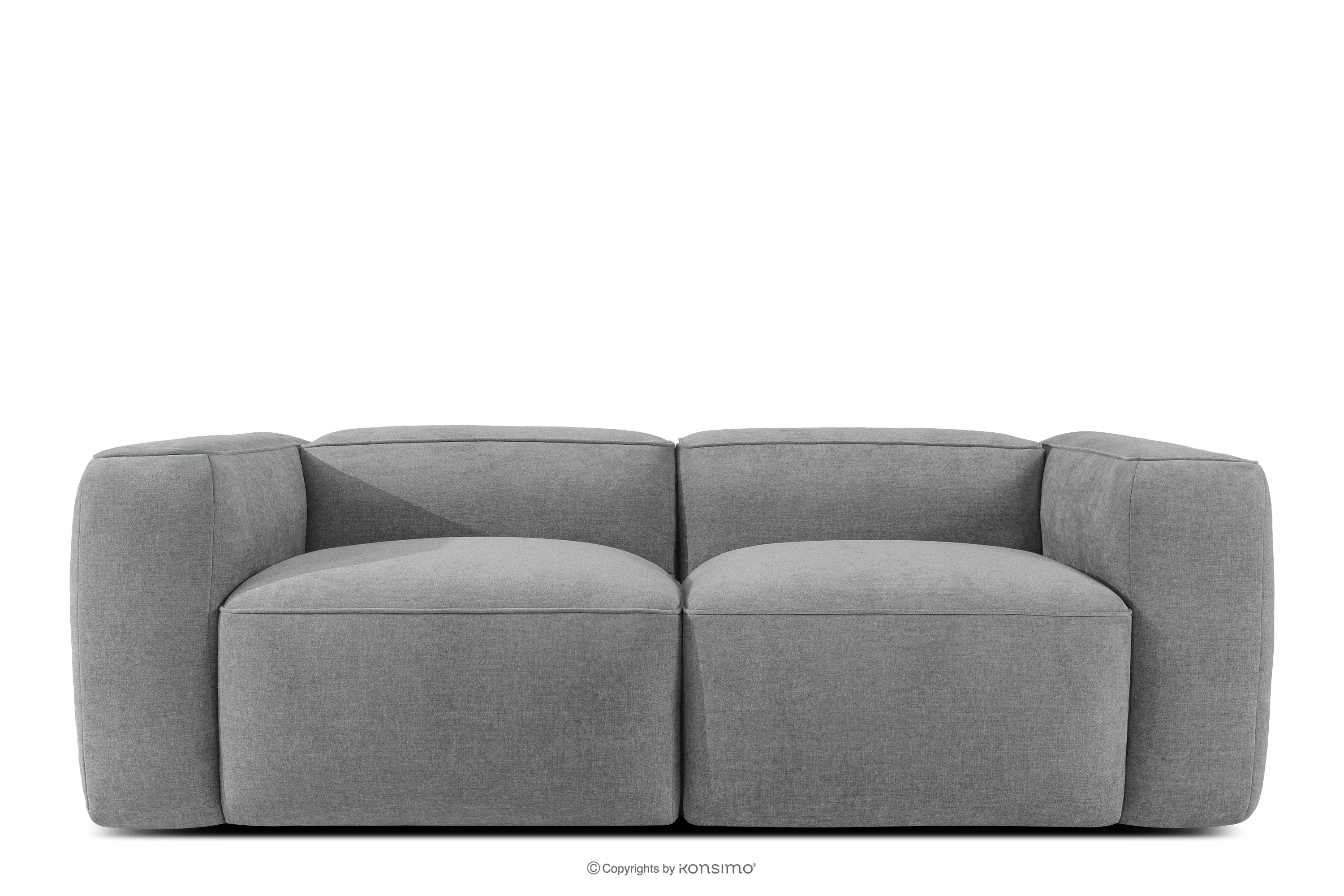 Miękka sofa dwuosobowa w tkaninie plecionej szary FUBBO