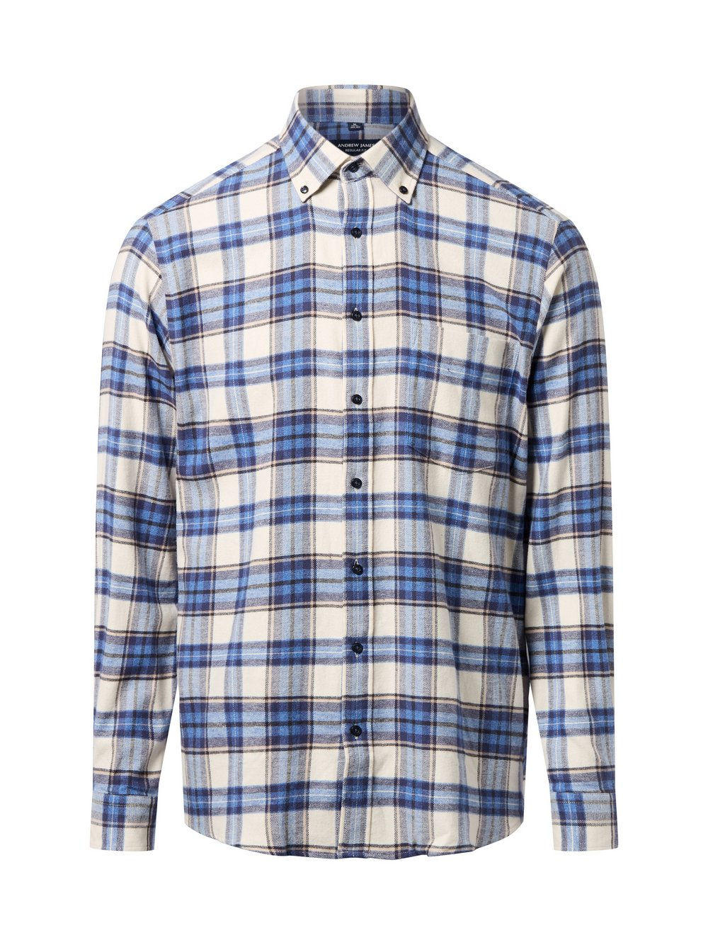 Andrew James Męska koszula flanelowa Mężczyźni Regular Fit Bawełna biały|niebieski, XL