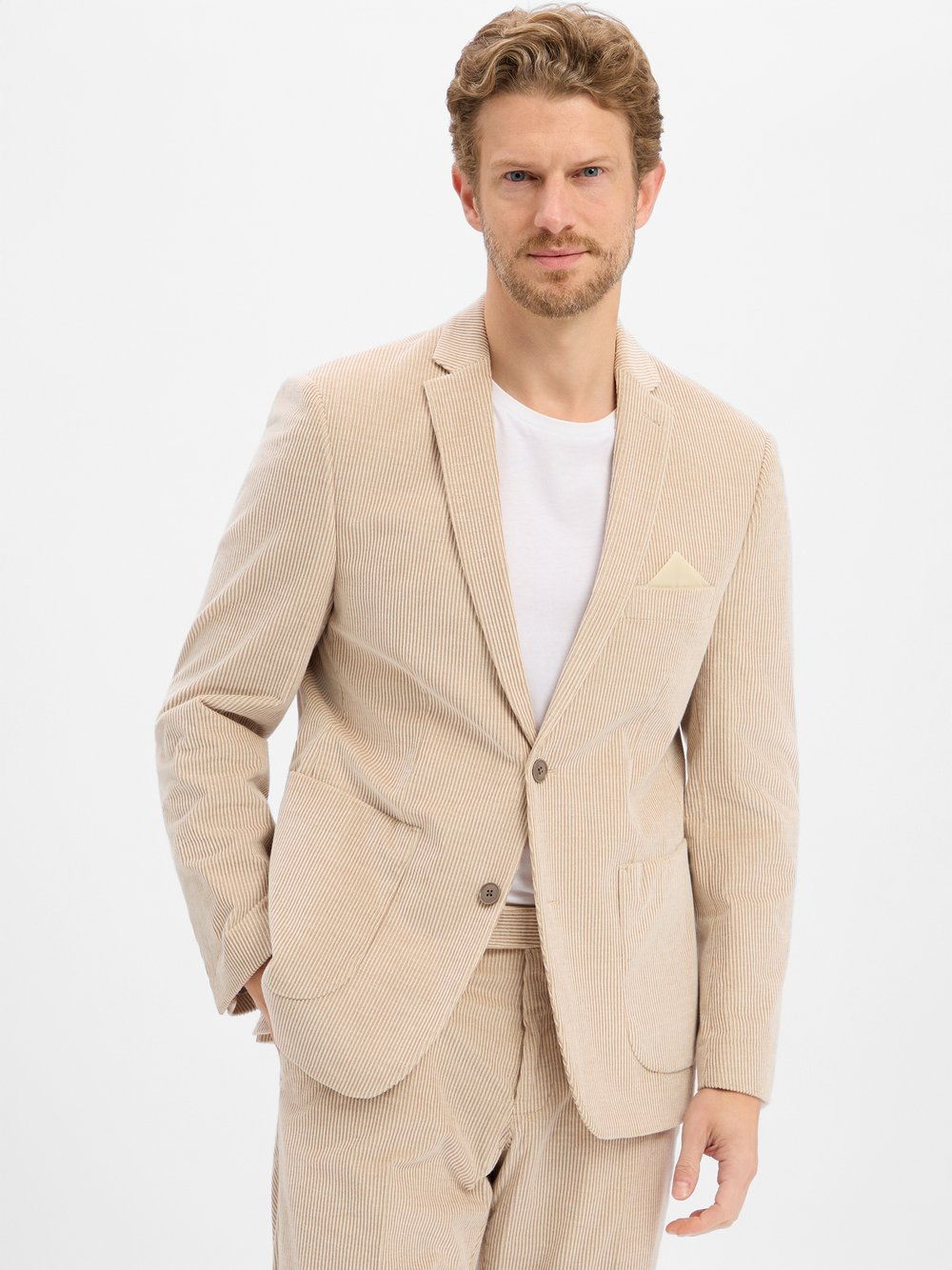 Finshley & Harding Męska kurtka modułowa - Maarten Mężczyźni Modern Fit Bawełna beżowy, 56