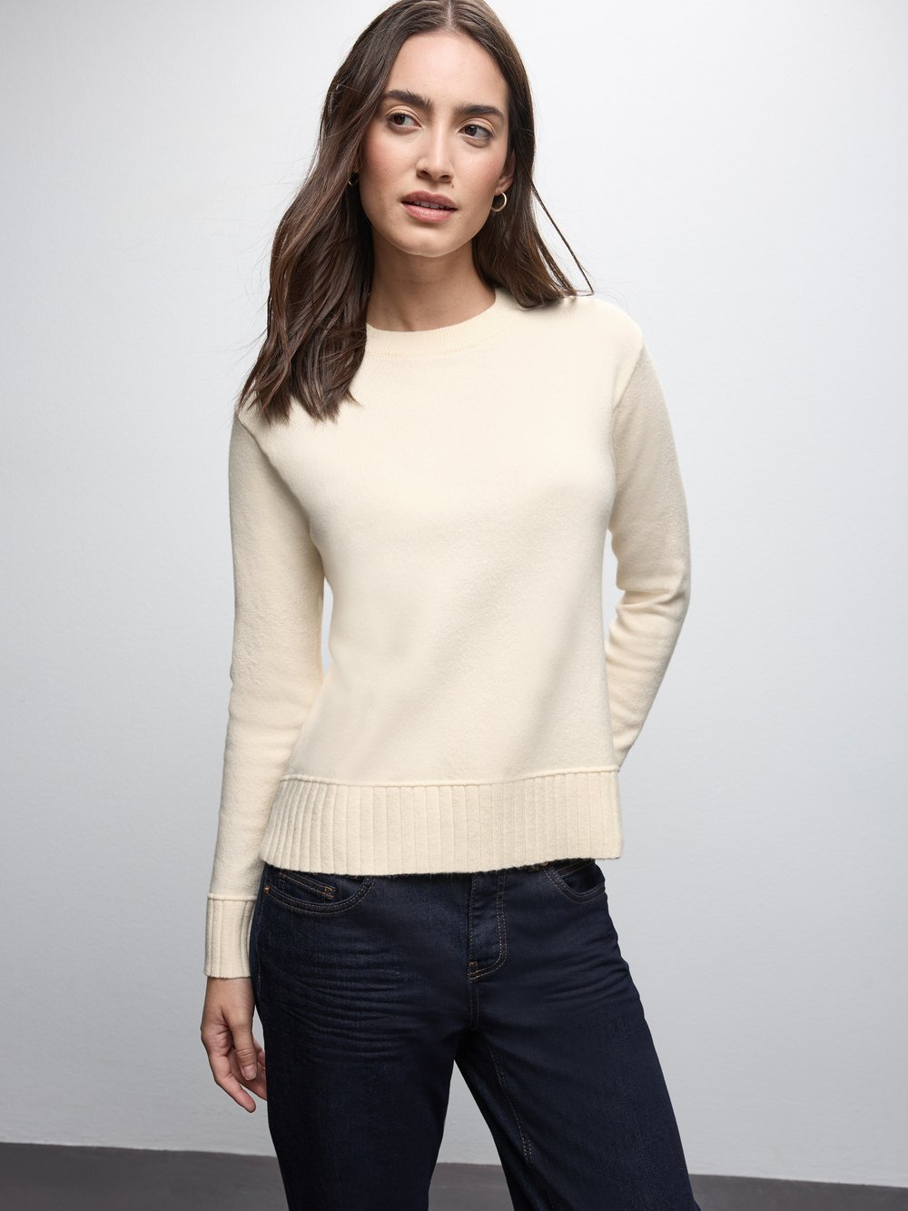 Street One Sweter damski z dzianiny Kobiety Sztuczne włókno biały, 46