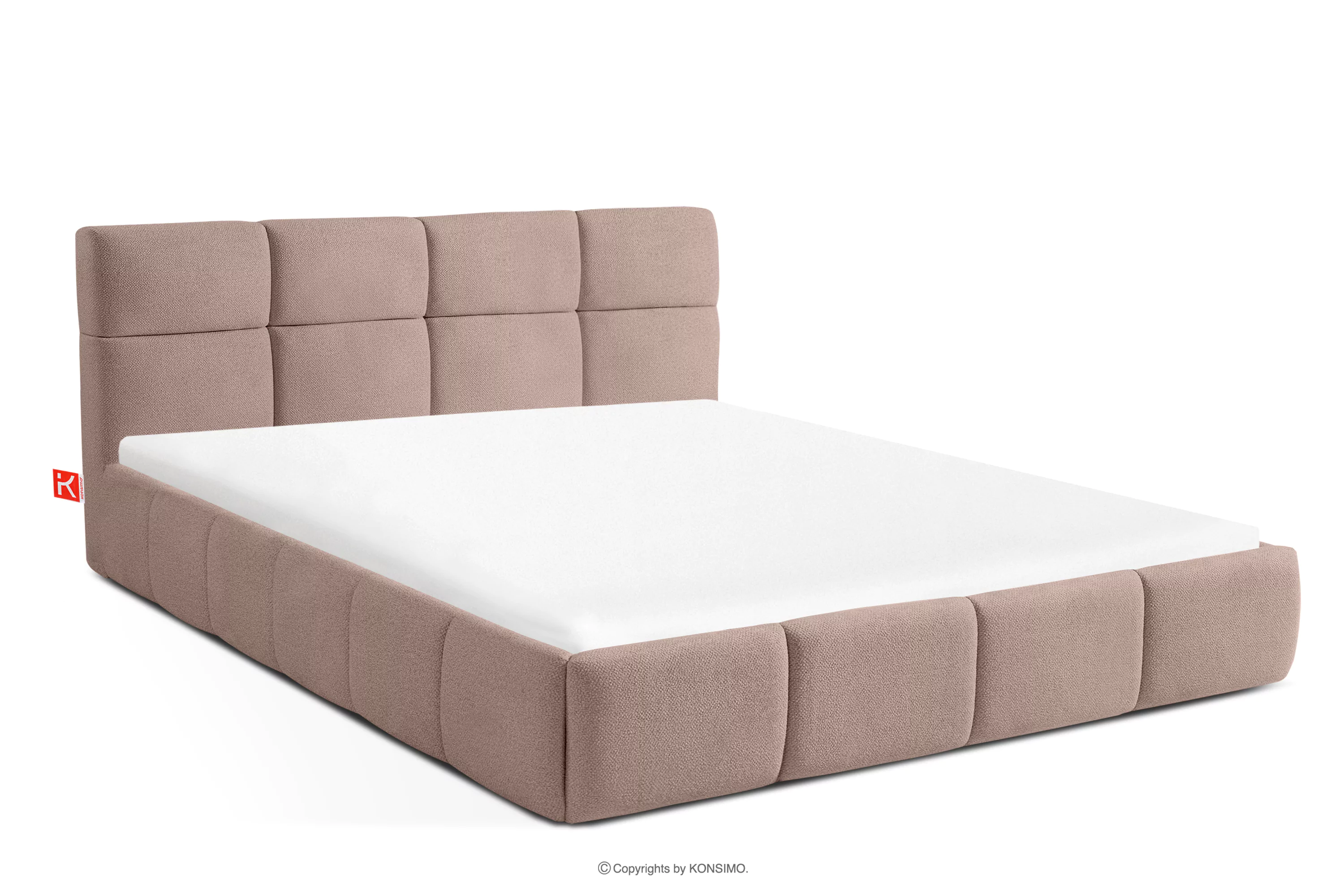 Łóżko tapicerowane 140 cm w stylu skandynawskim różowy ALTOS