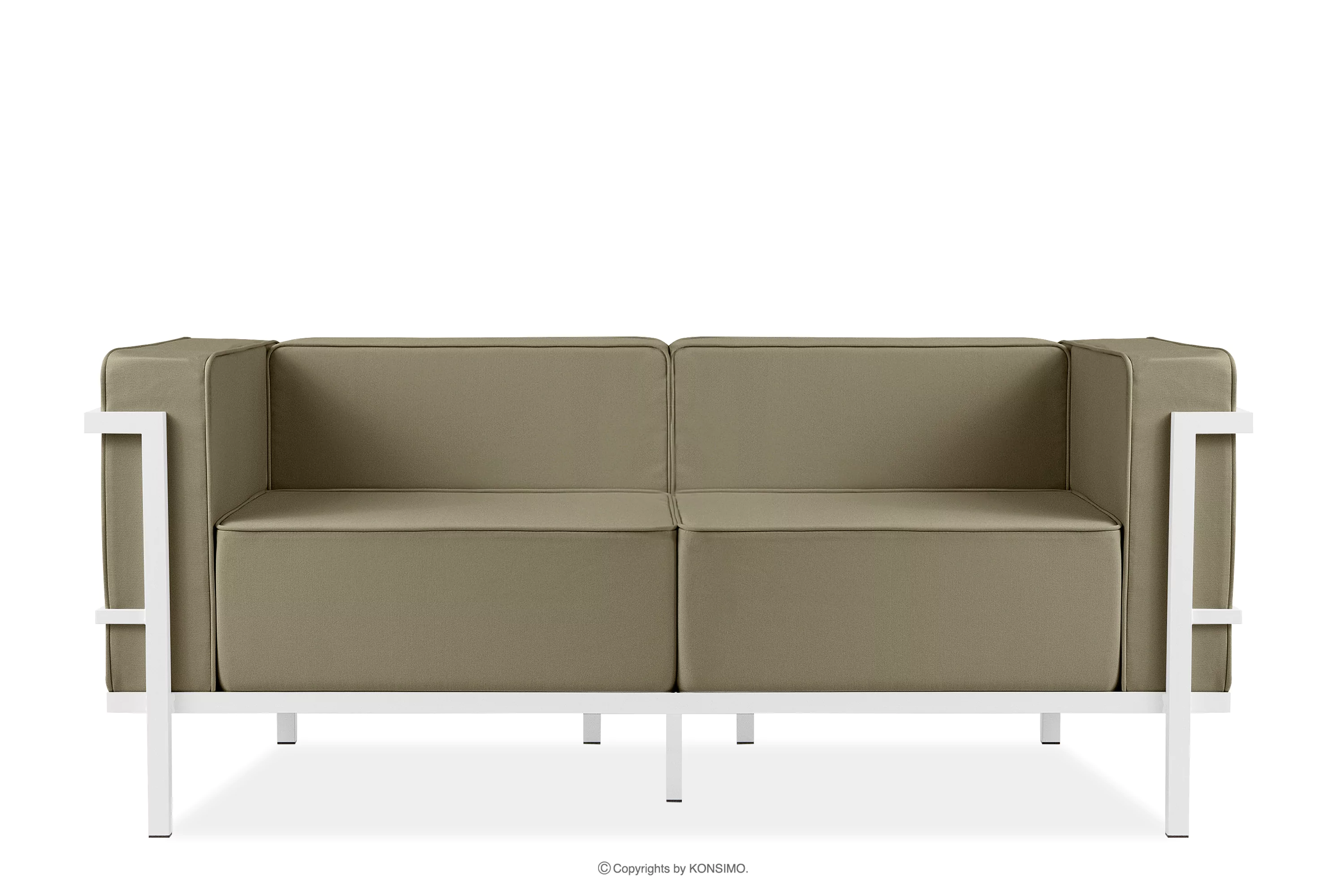 Nowoczesna sofa ogrodowa 2 na metalowych nóżkach biały/beżowy TRIGLO