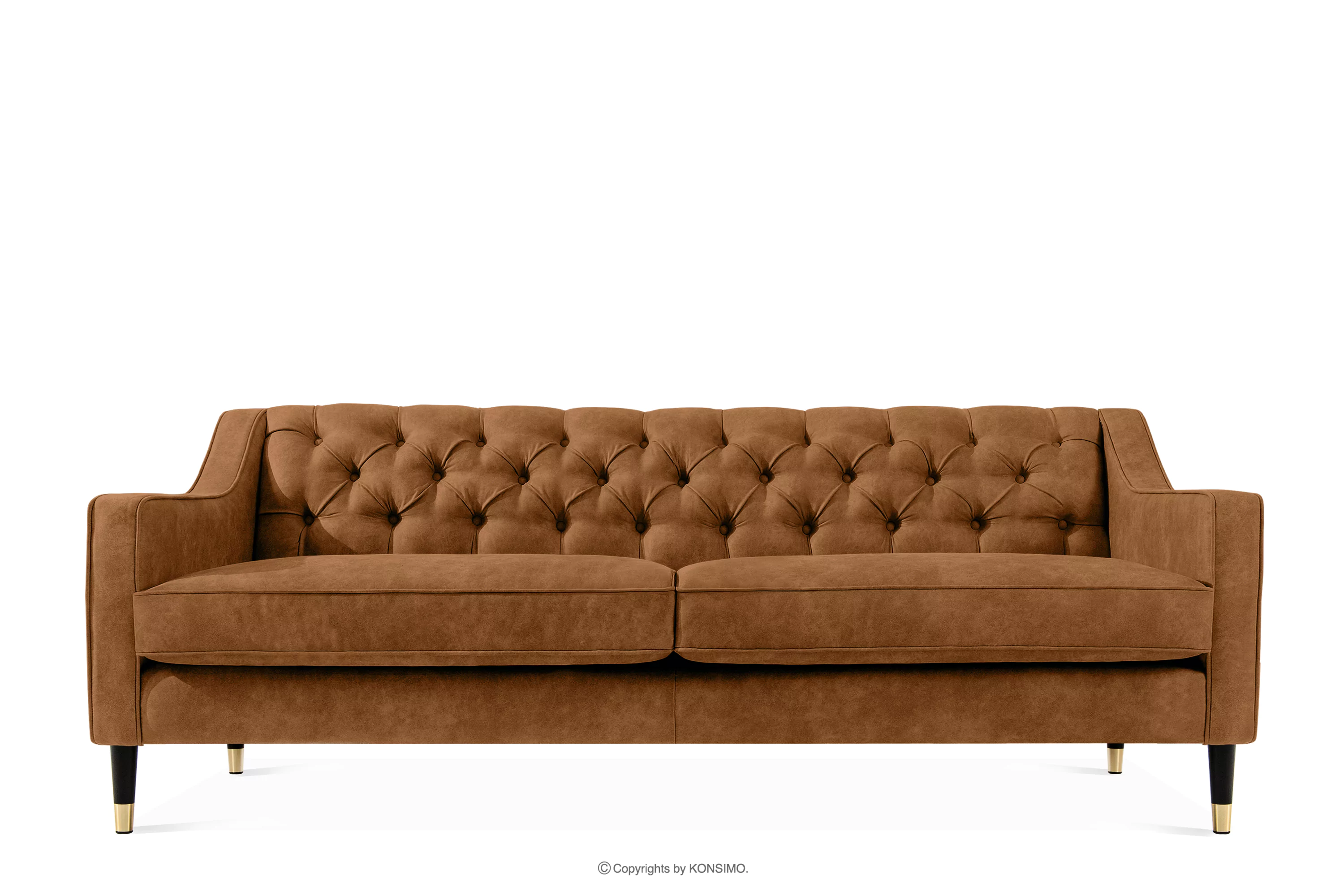Sofa trzyosobowa w eleganckim stylu z pikowaniem ekoskóra rudy NOMUS