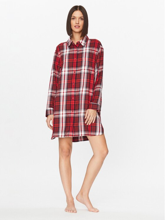 Tommy Hilfiger Koszula nocna UW0UW04874 Czerwony Relaxed Fit