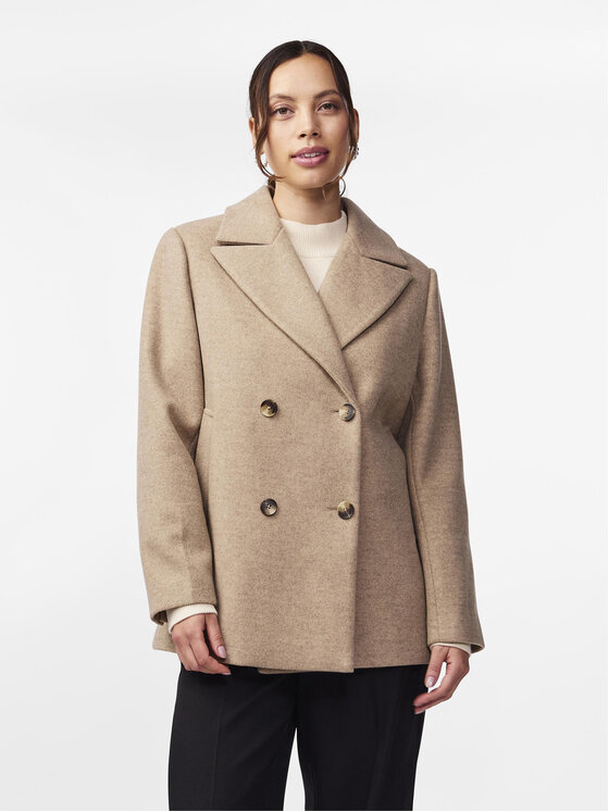 YAS Płaszcz przejściowy Ignite 26032855 Beżowy Regular Fit