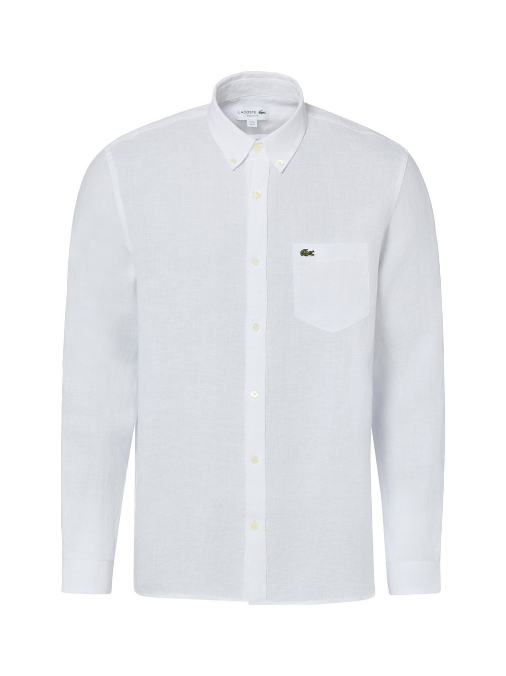 Lacoste Męska koszula lniana Mężczyźni Regular Fit len biały, 42