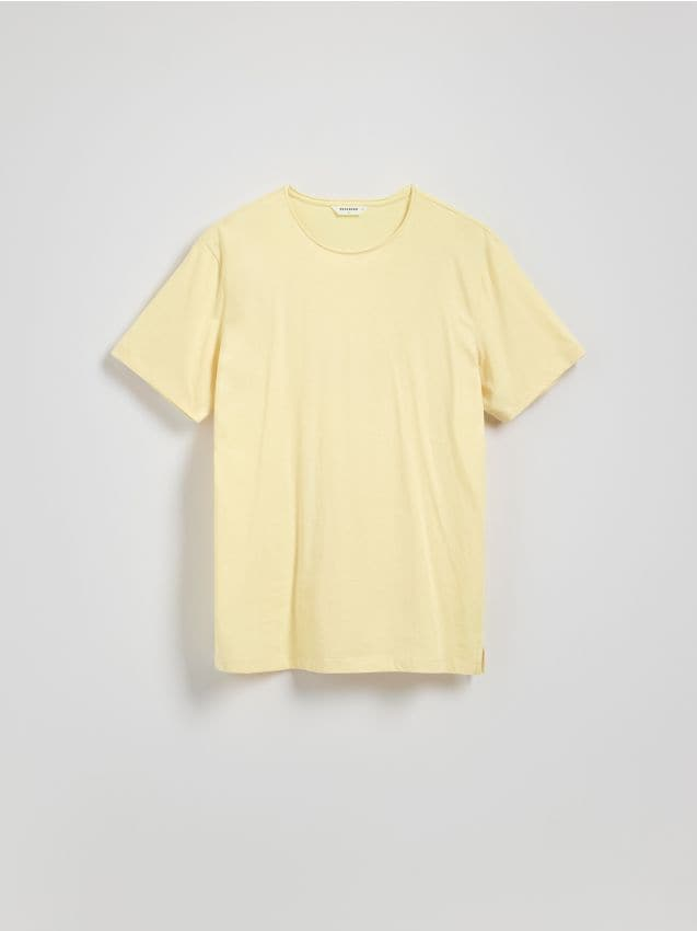 Reserved - Bawełniany t-shirt regular - jasnożółty miniaturka