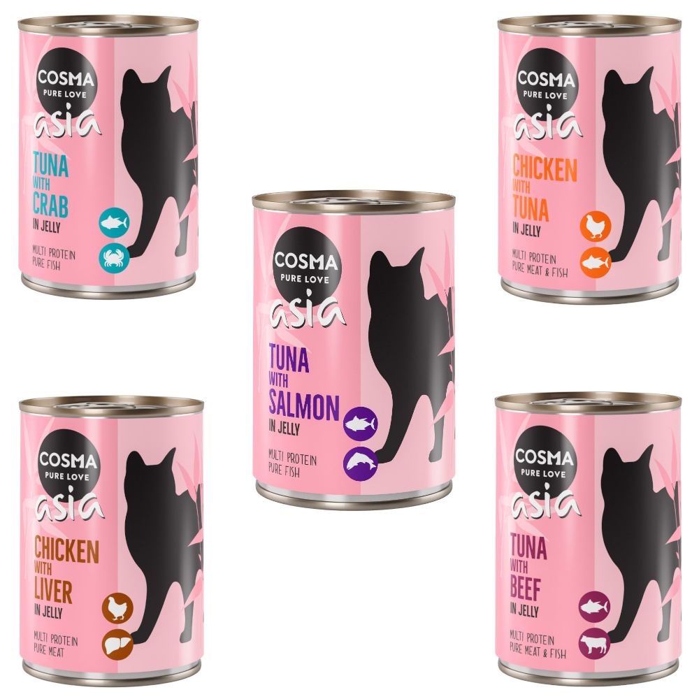 Pakiet Cosma Asia, w galarecie, 12 x 400 g - Pakiet mieszany I (5 smaków)