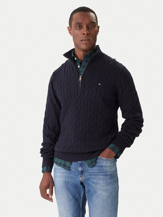 Tommy Hilfiger Sweter Classic MW0MW36532 Granatowy Regular Fit