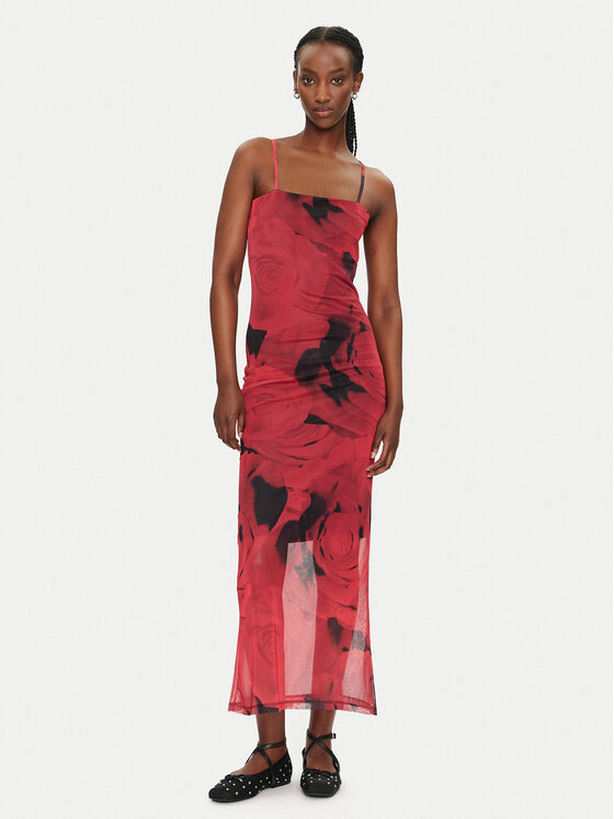 Noisy May Sukienka letnia Rosa 27033451 Czerwony Slim Fit