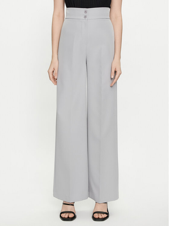 Maryley Spodnie materiałowe 24EB680/43LU Szary Wide Leg