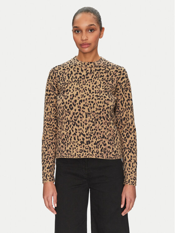 Pieces Sweter Seo 17156343 Brązowy Regular Fit