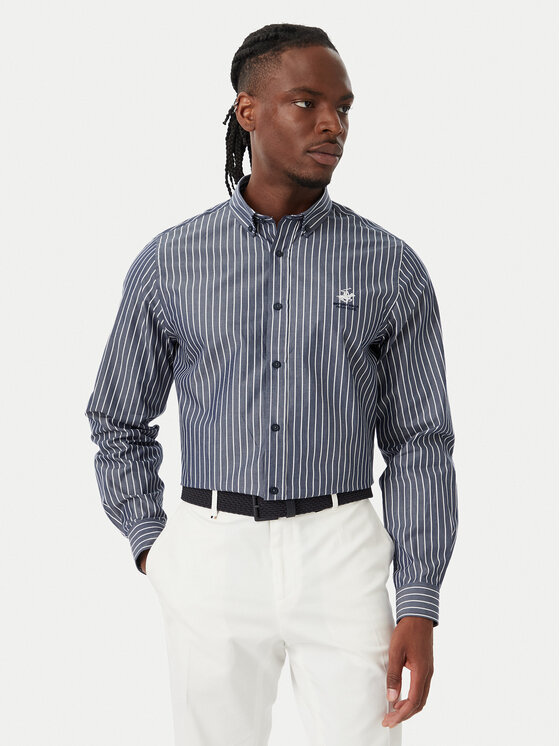 Beverly Hills Polo Club Koszula P-SS26M-BRASS Granatowy Regular Fit