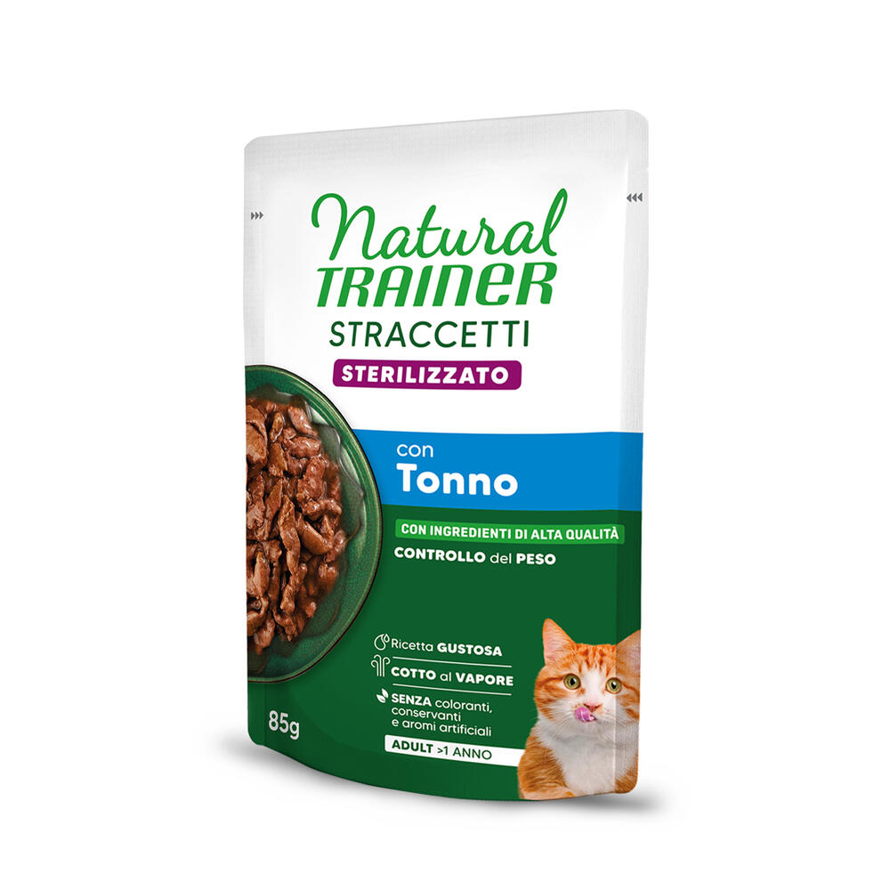Natural Trainer Straccetti Adult Sterilised, paski w sosie, 24 x 85 g - Tuńczyk
