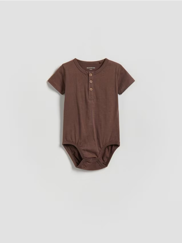 Reserved - Bawełniane body - ciemnofioletowy