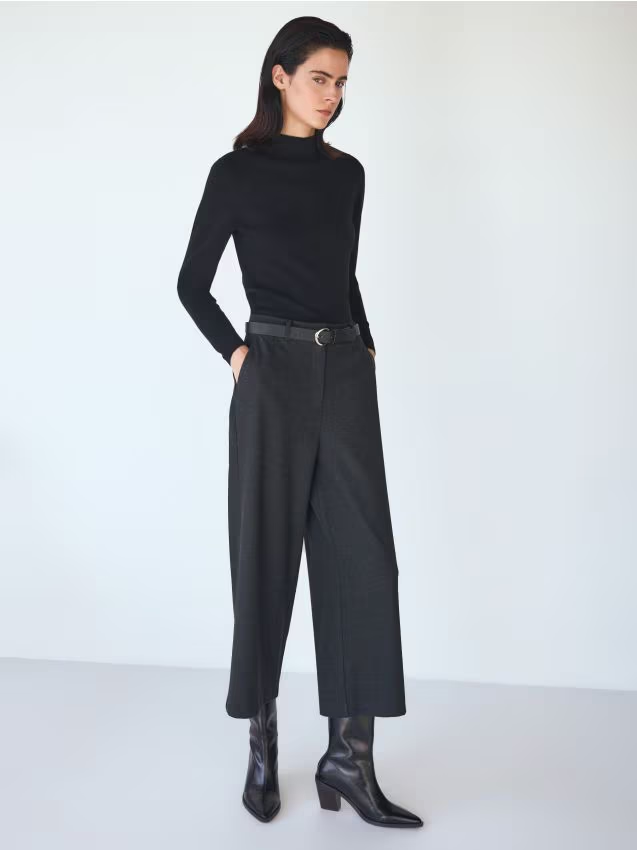 Reserved - Spodnie culotte z paskiem - czarny