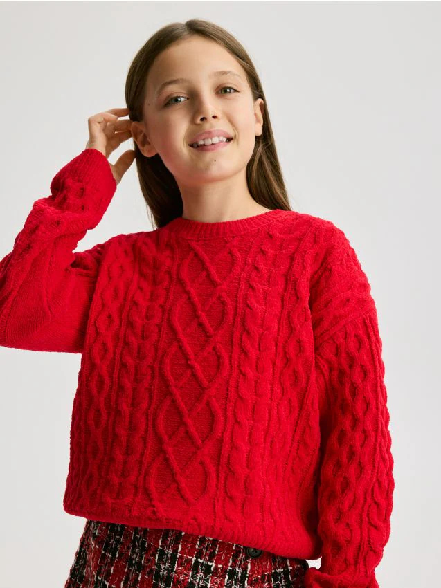 Reserved - Strukturalny sweter - czerwony