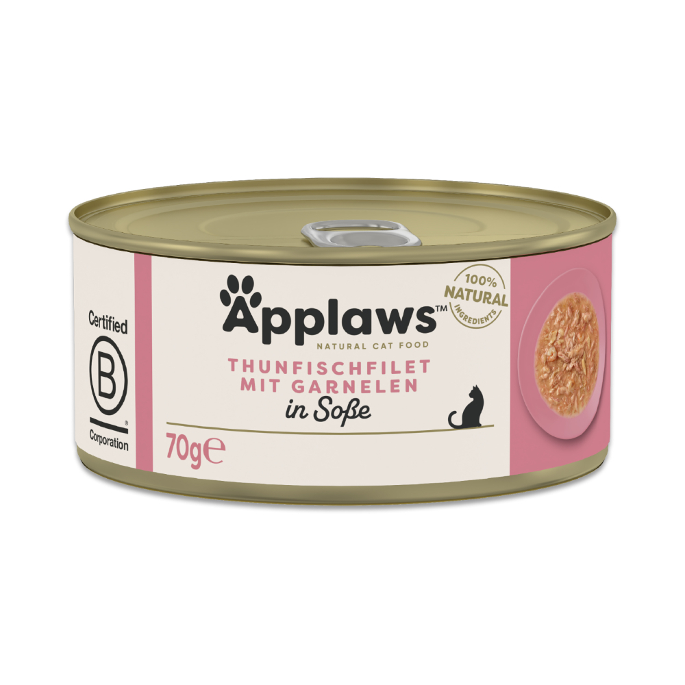 Applaws w sosie, 6 x 70 g - Filet z tuńczyka z krewetkami