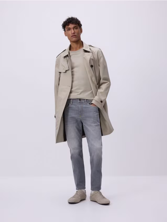 Reserved - Jeansy skinny z efektem sprania - jasnoszary