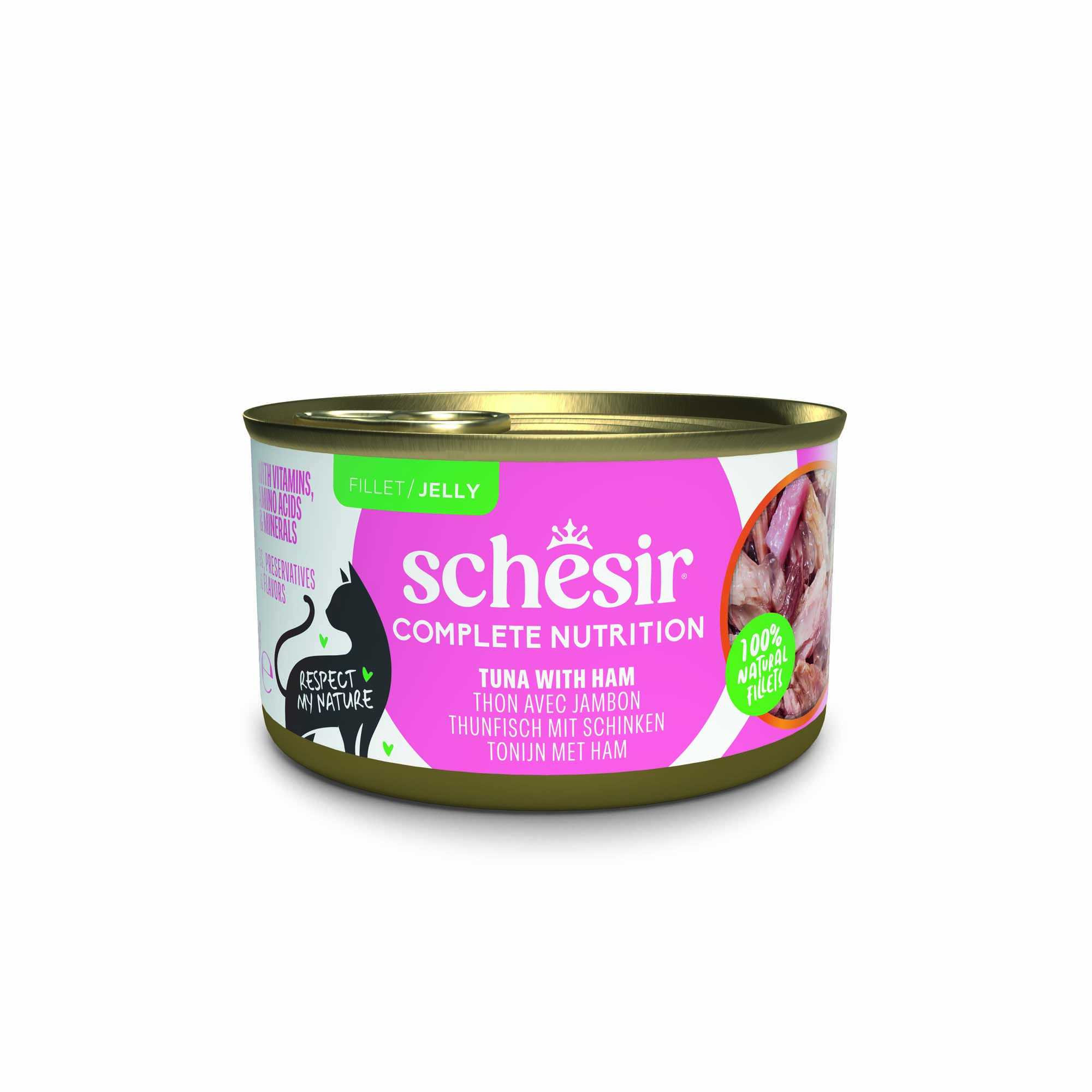 Korzystny pakiet Schesir Complete Nutrition, filet w galarecie, 24 x 85 g - Tuńczyk z szynką