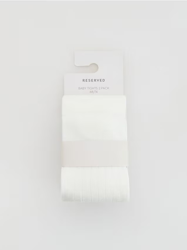 Reserved - Bawełniane rajstopy 2 pack - złamana biel