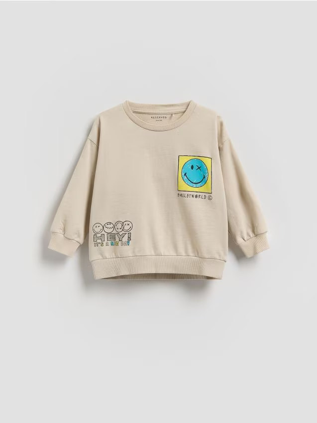 Reserved - Bluza SmileyWorld® - jasnoszary
