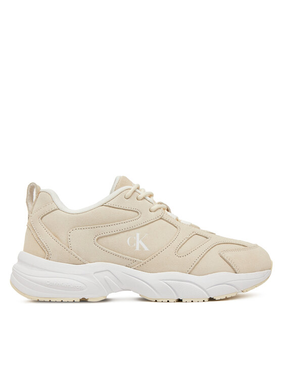 Calvin Klein Jeans Sneakersy Retro Tennis Low Mg Mix Media Wn YW0YW01639 Écru