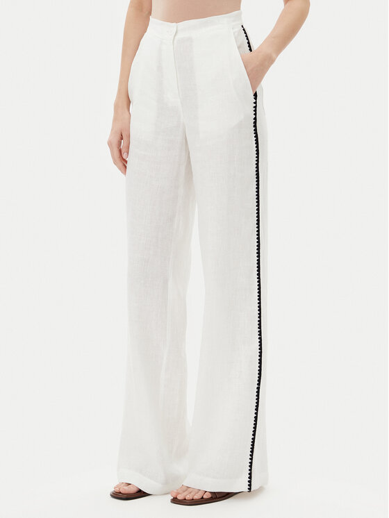 ICONA Spodnie materiałowe RP5LE005 Biały Relaxed Fit