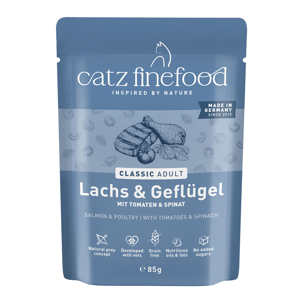 catz finefood w saszetkach, 8 x 85 g - Łosoś z drobiem
