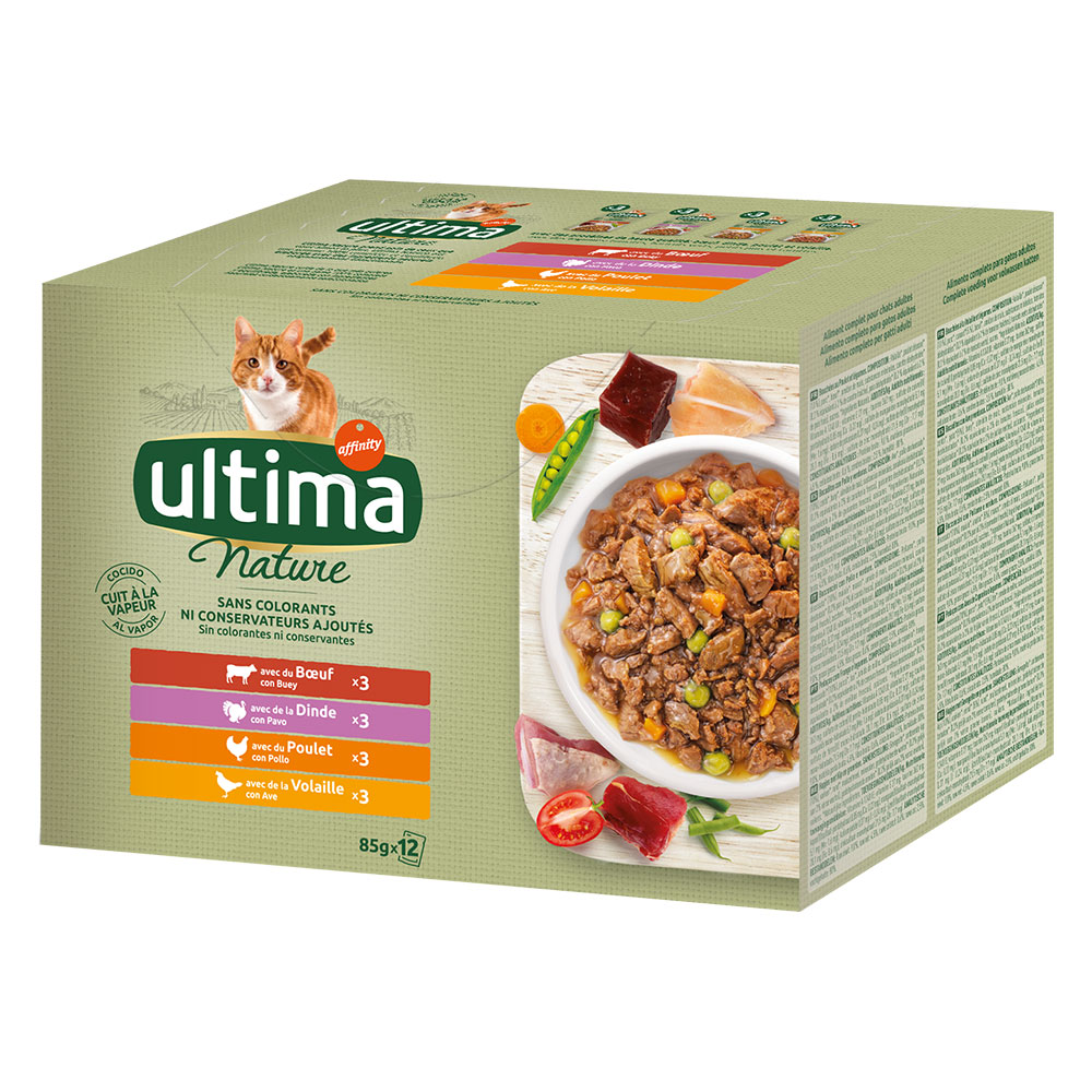 Ultima Nature  - 96 x 85 g Wybór mięsny (wołowina, indyk, kurczak, drób)
