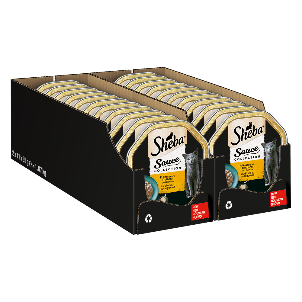 Megapakiet Sheba tacki, 44 x 85 g - Frykasy z indykiem i warzywami