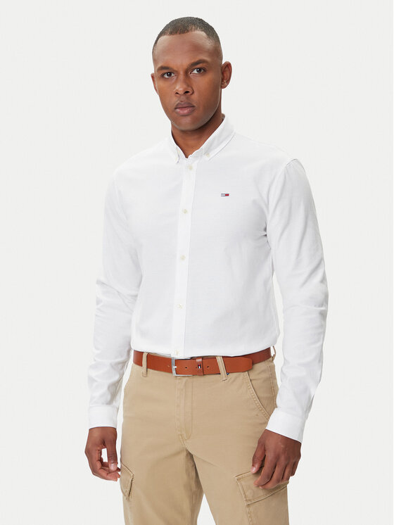 Tommy Jeans Koszula Oxford DM0DM09594 Biały Slim Fit