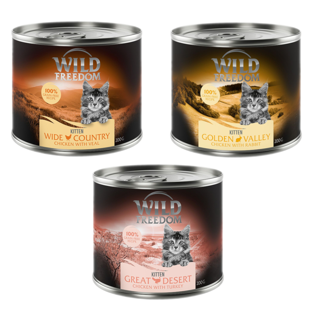 Wild Freedom Kitten, 6 x 200 g - Pakiet mieszany: 2 x Wild Desert, 2 x Wide Country, 2 x Golden Valley