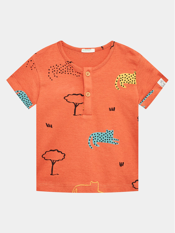 United Colors Of Benetton T-Shirt 3ZCTAQ00F Pomarańczowy Regular Fit