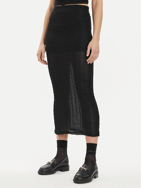 Gina Tricot Spódnica midi 21596 Czarny Regular Fit