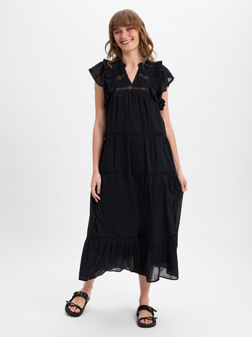 Neo Noir Damska sukienka casual - Ankita S Voile Kobiety Bawełna czarny, 42