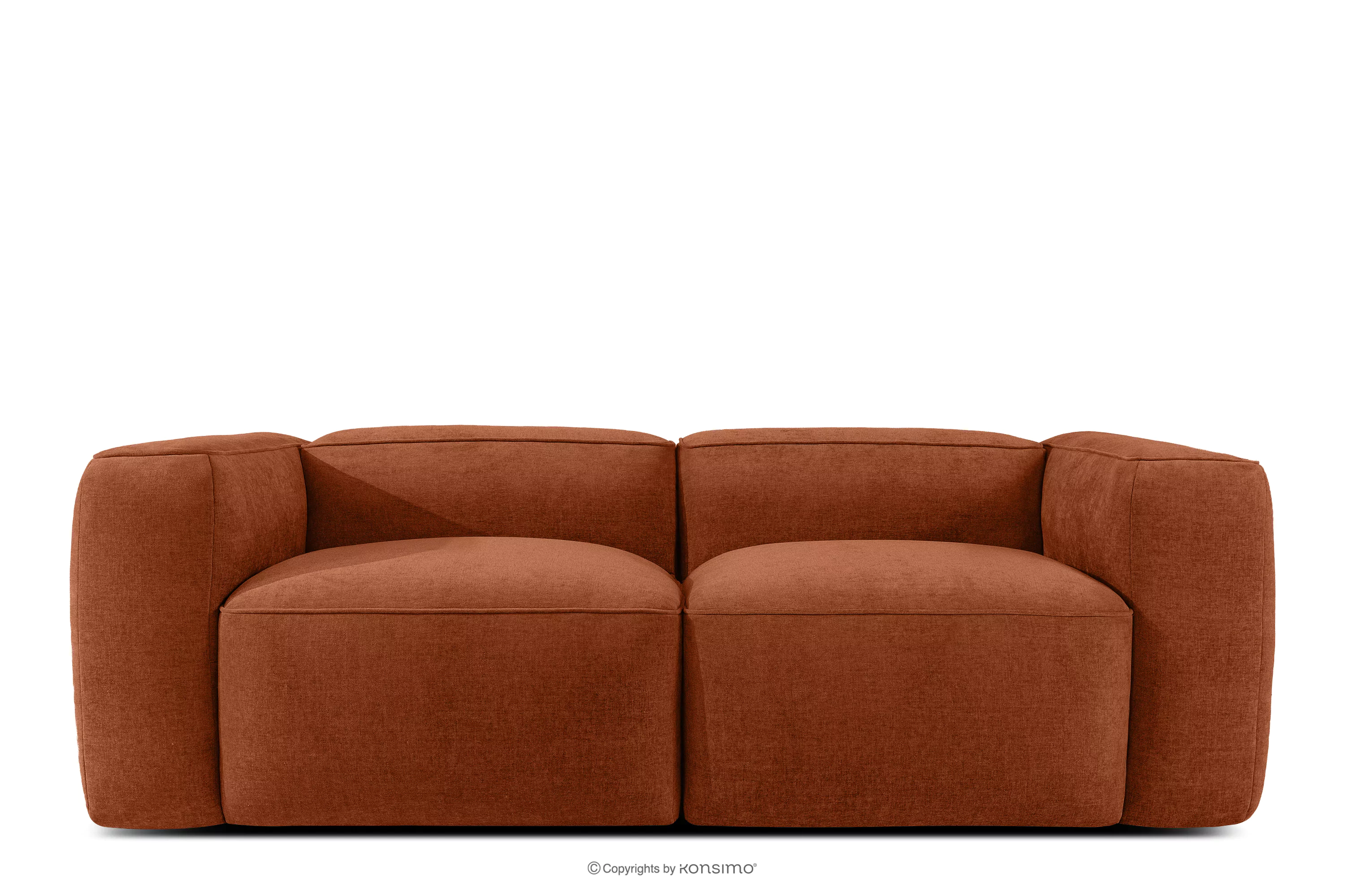 Miękka sofa dwuosobowa w tkaninie plecionej rudy FUBBO