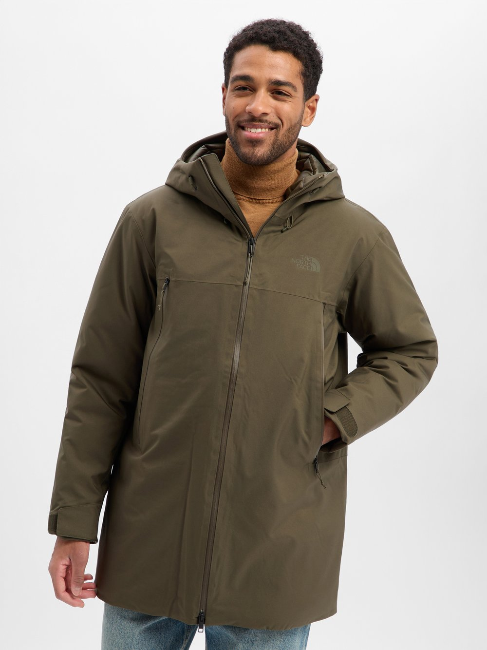 The North Face Parka męska - Range Down Mężczyźni Sztuczne włókno zielony jednolity, S