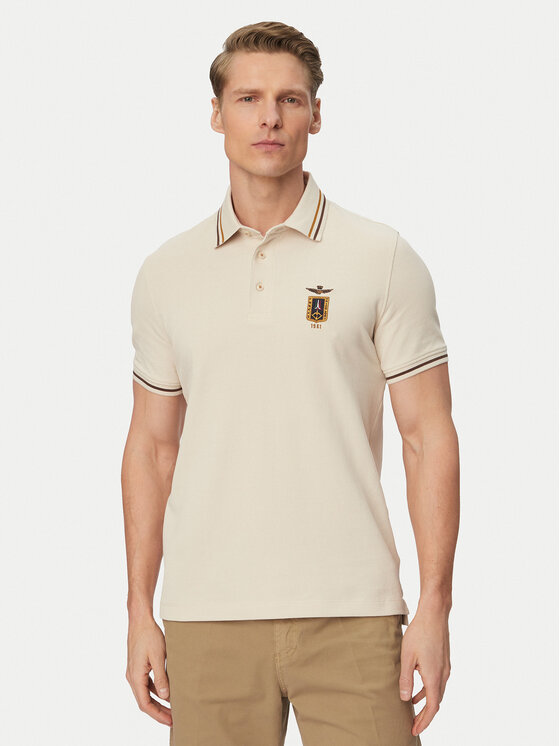 Aeronautica Militare Polo 261PO1914UP00403 Beżowy Regular Fit