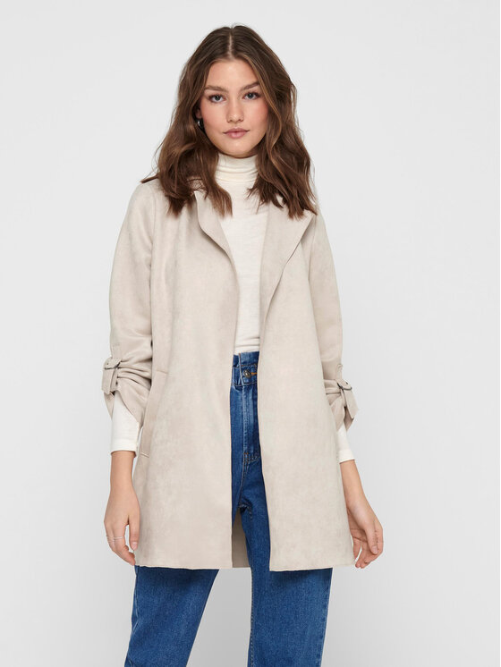 ONLY Płaszcz z imitacji skóry Joline 15179864 Beżowy Regular Fit miniaturka