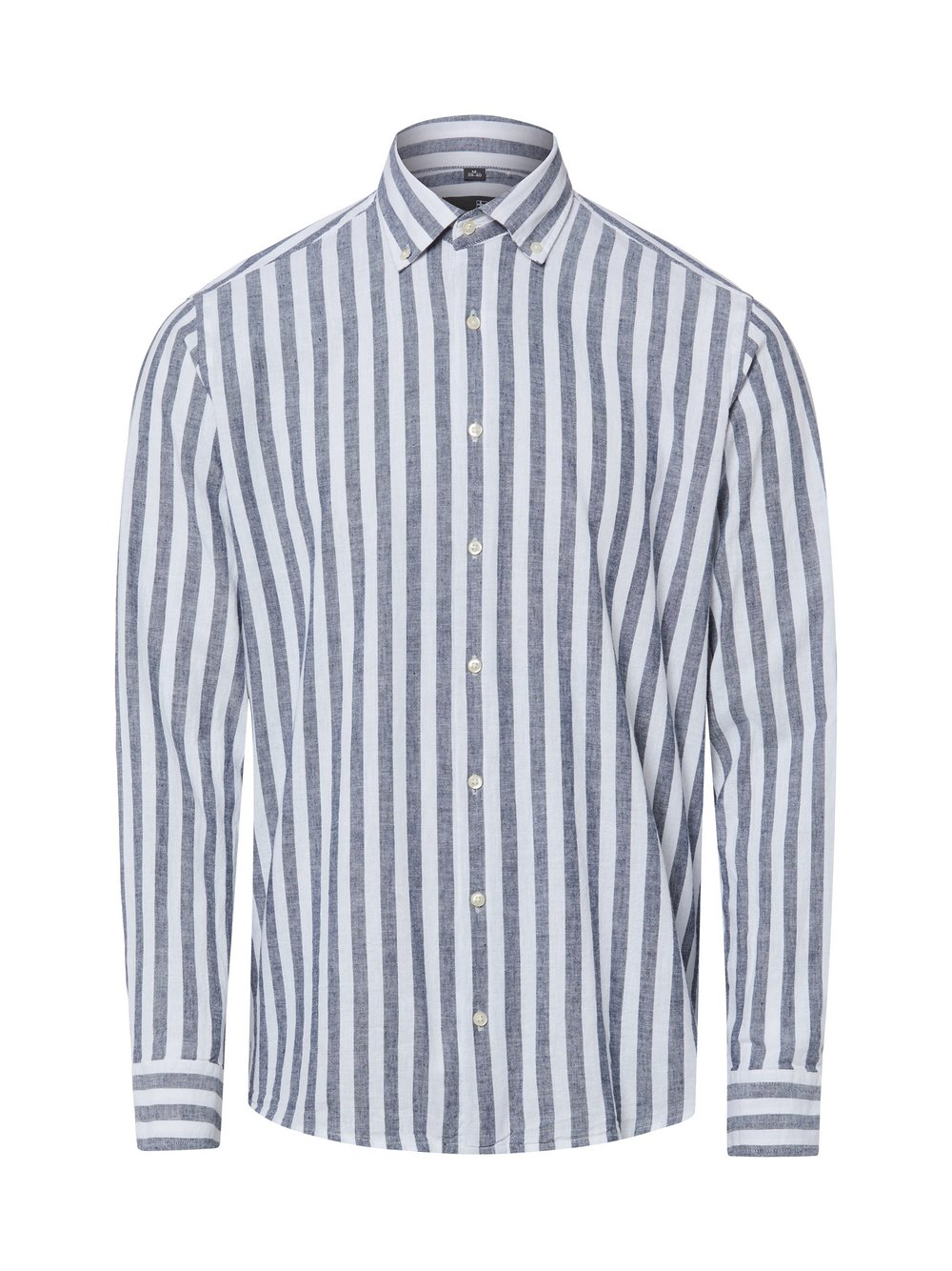 Nils Sundström Męska koszula casual z lnem Mężczyźni Modern Fit Bawełna czarny, XXL