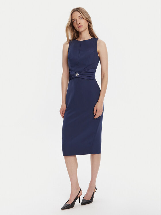Rinascimento Sukienka koktajlowa CFC0125073003 Granatowy Slim Fit