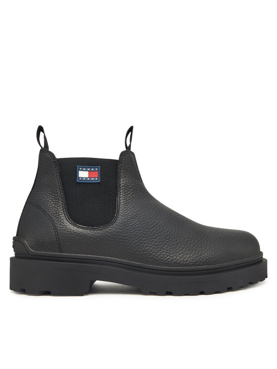 Tommy Jeans Sztyblety Tjm Chelsea Leather Wl EM0EM01670 Czarny