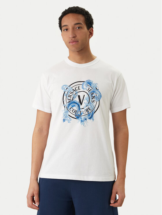 Versace Jeans Couture T-Shirt 80GAHE01 CJ00E Biały Regular Fit
