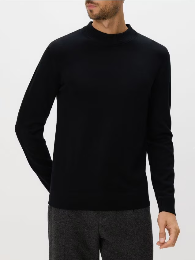 Reserved - Sweter z wełny merino - czarny