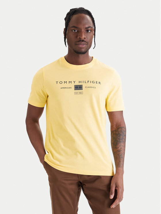 Tommy Hilfiger T-Shirt Brand Love MW0MW42365 Żółty Regular Fit